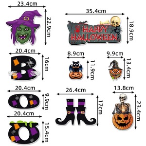 Set Decorazioni <span class=keywords><strong>Halloween</strong></span> da Appendere: Testa di Strega, Lettere 'Boo', Insegna 'Happy <span class=keywords><strong>Halloween</strong></span>', Gatto, Zucca, <span class=keywords><strong>Scheletro</strong></span>, Stivali, Striscione per Festa Spettrale - Product Image 4