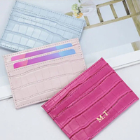 Offre Spéciale noir luxe Crocodile motif cuir Pu unisexe mince minimaliste porte-cartes de crédit Logo personnalisé porte-cartes d'identité portefeuille