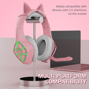 Auriculares con luces de colores para ordenador, audífonos estéreo con luz RGB y micrófono para PS4 XBOXONE PC, color rosa - Product Image 3