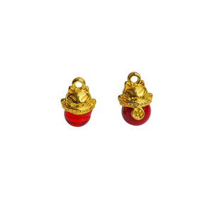 Lucky Cat Pendant <b>Red</b> Bead Zinc Alloy Plated For <b>Bracelet</b> Making Round Shape GJ132 - Product Image 5