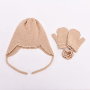 Chapeau à Double couche épais et chaud pour enfant, tricoté en laine cachemire, gants, collection hiver, - Product Image 6