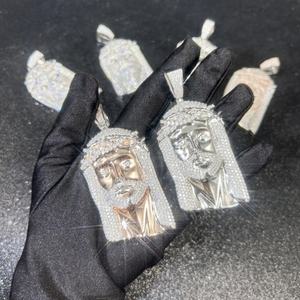 Pendentif Jésus en moissanite en vente chaude, bijoux fins, argent 925, diamant, pendentif hip hop pour collier, pendentif Jésus en moissanite VVS - Product Image 5