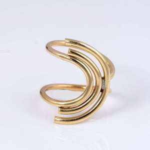 Anillos de Alambre Geométricos de Alta Calidad, Estilo Boho, de Latón, para Mujer, Chapados en Oro de 18k, Diseño Espiral, Minimalistas, para Venta al Por Mayor, OEM, ODM - Product Image 3