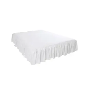 Soft and Stylish Cotton Fabric Bedroom Gathered Ruffled Bedding Bed Skirt 15 Inch Drop