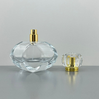 Flacon de parfum de luxe en forme de cœur en gros, 75 ml, flacon de parfum en verre transparent à facettes de diamant