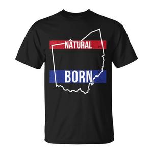 Maglietta Ohio Native con design Natural Born State Pride, nera, unisex - Product Image 1