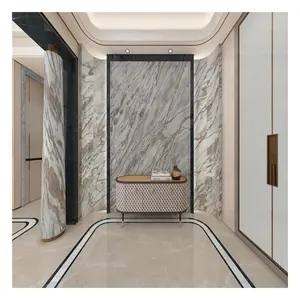 Givenchy Stripes on The Background with Brown Nature Stone Marble Tiles Wall and Floor Blue Luxury Modern Polished Calcite Color