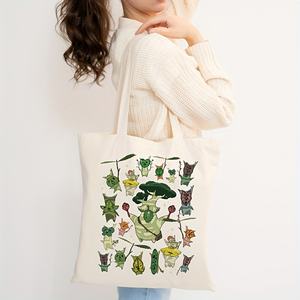 Bolso de hombro personalizado de lona con diseño <span class=keywords><strong>Korok</strong></span>, bolso de compras reutilizable de viaje para mujer con logotipo impreso personalizado, 1 unidad - Product Image 1