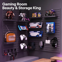 Panneau perforé autoportant sans perçage, séparateur de rangement DIY pour configuration de salle de jeux avec support de présentation d'accessoires