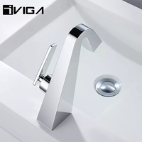 Robinet de lavabo design col de cygne, monocommande, en laiton, pour salle de bain