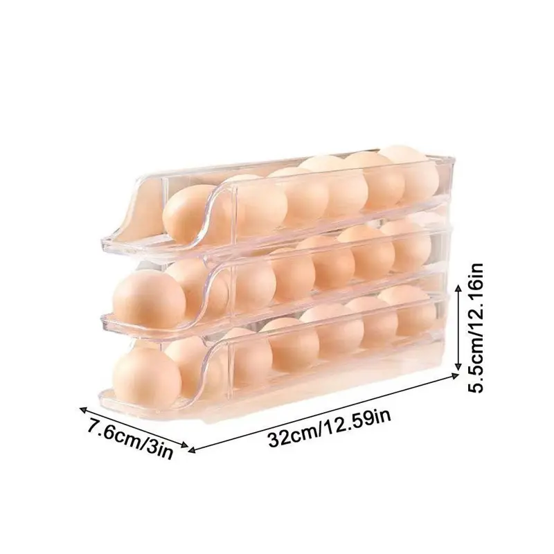 Toptan plastik yumurta saklama kabı buzdolabı için 3 katlı otomatik haddeleme yumurta raf