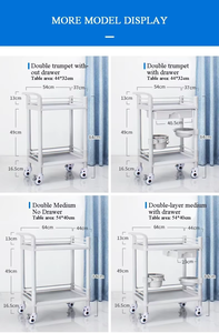 Chariot de service médical de chariot d'étagère d'acier inoxydable de double couche de conception moderne pour le service médical d'urgence d'hôpital ou de clinique - Product Image 2