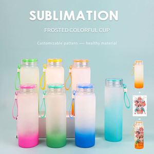 Botella de Agua de Vidrio Reutilizable con Degradado de Color, 500 ml, con Funda de Silicona, Directo de Fábrica - Product Image 2