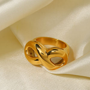 J&amp;D Low Key Luxury Gold Stainless Steel Fashion Jewelry <strong>Rings</strong> Cross <strong>X</strong> Shape Twist Infinity Symbol <strong>Rings</strong> - Product Image 3