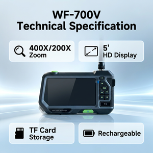 ONEFIND WF700V USB เครื่องตรวจสอบปลายสายไฟเบอร์แบบพกพา กำลังขยาย 400 เท่า พร้อมกล้องวิดีโอ - Product Image 1