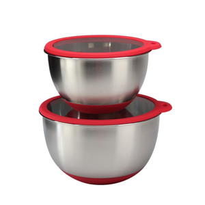 Plastic Free <b>clear</b> <b>lids</b> Bowls <b>with</b> Silicone Non-Slip Base, Dishwasher Safe Mixing Bowl Set - Product Image 4
