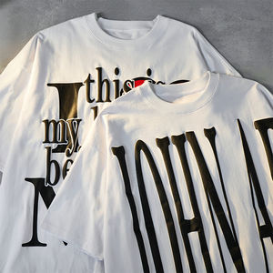 TKAN201 vente en gros vierge bouffée imprimé coton t-shirt personnalisé 3D bouffée impression Logo t-shirt uni graphique surdimensionné t-shirts pour hommes - Product Image 1