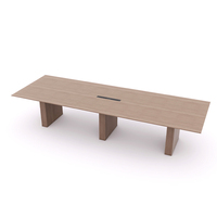 Table de conférence modulaire en bois avec bureau debout, tiroirs de rangement muraux, panneau en mélamine et plateau en verre