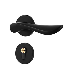 Poignée de porte noire avec serrure à clé, design minimaliste pour chambre à coucher, utilisation intérieure, installation facile, ambidextre - Product Image 1