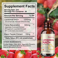 BioFlex Chine Usine Formule Personnalisée 1500mg NAD+ Liposomal Liquide Oral Nicotinamide Resvératrol Antioxydant Boost Compléments Alimentaires
