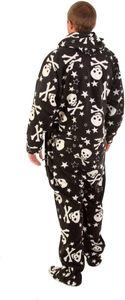 Combinaison de pyjama une pièce <span class=keywords><strong>à</strong></span> pieds détachables pour adultes, homme et femme, <span class=keywords><strong>à</strong></span> manches longues, motif crâne et os croisés - Product Image 2