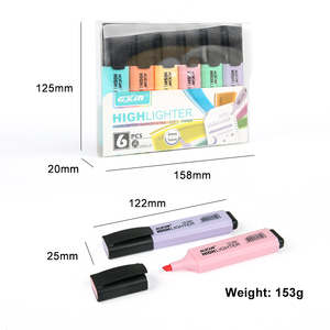 Juego de bolígrafos Resaltadores con logotipo de soporte OEM GXIN, juego de papelería de 6 colores pastel, rotulador resaltador, rotulador para niños, rotulador resaltador para niños - Product Image 6