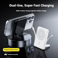 Vente flash PD 22,5W Charge rapide Mini 10000mAh 15W Chargeur sans fil magnétique pliable Support de téléphone intégré 2 câbles intégrés Banque d'alimentation