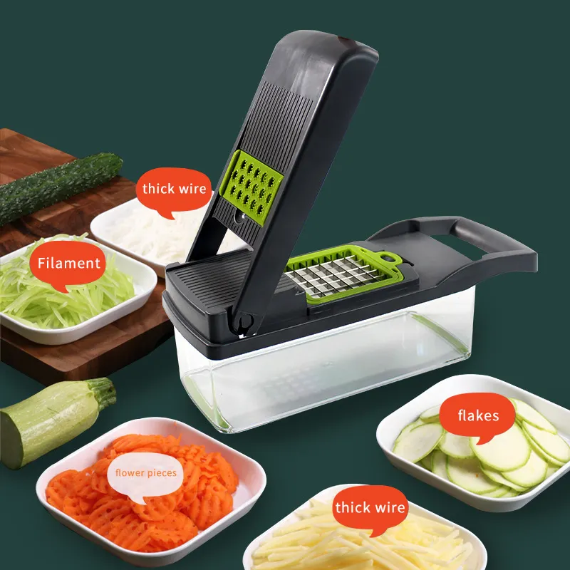 13-in-1 8 Blade Vegetable Slicer, Onion Mincer Vegetable Chopper, Cutter, Dicer, Egg Slicer with Container