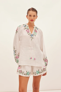Vêtements de maison décontractés pour femmes, imprimé personnalisé, chemise boutonnée à manches longues en rayonne de lin, vêtements de plage, chemise de maison, ensemble 2 pièces, short - Product Image 2