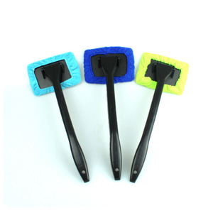 Car <b>Cleaning</b> Brush Dual Use For Home <b>And</b> Car Window Cleaner With Microfiber Pad Blue <b>Green</b> Sky Blue - Product Image 1