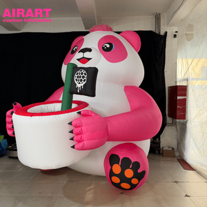 Mascotte géante gonflable en PVC rose de 3 m en forme de panda pour la décoration de fête, ballon panda personnalisé pour les accessoires de scène - Product Image 1
