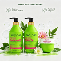 Ensemble de soins capillaires réparateurs à la fleur de cactus sans sulfate, shampoing nourrissant, après-shampoing, masque capillaire pour cheveux secs et abîmés, utilisation en salon, végétalien