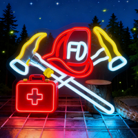 Enseigne néon casque de pompier, œuvre d'art lumineuse pompier, cadeaux pour pompiers, décoration de caserne de pompiers, publicité directionnelle voiture