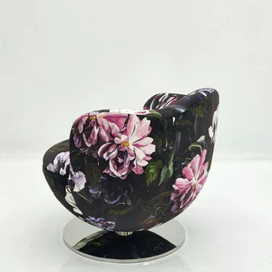 Sedia Girevole Moderna con Stampa Floreale Artistica, Poltrona Imbottita per Negozio di Fiori, Lounge e Arredamento VIP per Bar Cocktail Retrò - Product Image 6