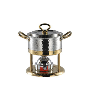 Stainless Steel Hot Pot 2.1L-4L Hammered Texture Alcohol Burner For Household Use - Product Image 5