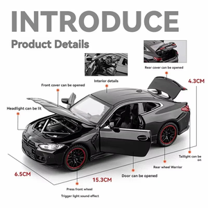 Modèle de voiture de sport de course en métal moulé sous pression BMW M4 de qualité supérieure, avec un design intérieur détaillé, 16x5 cm - Product Image 5
