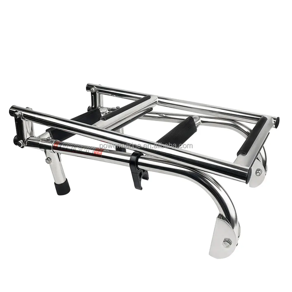 High Quality 316 Stainless Steel Boat Handrail Bracket Wall Support 2+1 Step Folding Ladder