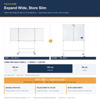 Tableau blanc pliable double face à 4 roulettes magnétiques, à deux ailes, pour usage scolaire, bureau et domicile - Vente en gros ODM/OEM