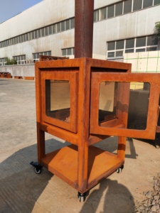 Chimenea de madera para exteriores, estufa de jardín ecológica de acero, <span class=keywords><strong>con</strong></span> vidrio de 4 lados - Product Image 5