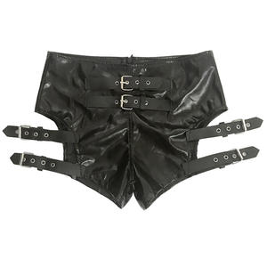 Abbigliamento per Esibizioni in Discoteca, Shorts in Pelle Nera Sexy e Aderenti con Dettagli Traforati per Donna - Product Image 4
