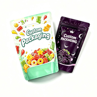 Sacs en Mylar personnalisés imprimés avec un fini mat UV, doux au toucher, pour bonbons gélifiés, avec fermeture éclair, sacs d'emballage alimentaire pour bonbons