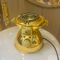 Réchaud à café doré plaqué or, plaque chauffante électrique à serpentin unique, brûleur portable pour cérémonie éthiopienne avec contrôle de thermostat