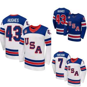 Maillots de hockey sur glace pour hommes de l'équipe IIHF des États-Unis |   Brady Tkachuk 7 Patrick Kane 88 Matthews 34 Brodé 100% Polyester Antibactérien - Product Image 1