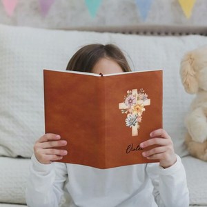 สมุดบันทึกคำอธิษฐานพิมพ์ลายตามสั่ง พร้อมลายกางเขนดอกไม้ สมุดบันทึกการศึกษาพระคัมภีร์แบบกำหนดเอง ของขวัญสำหรับชาวคริสต์ - Product Image 2