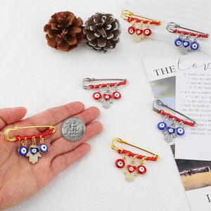 Pin Pesona Tangan <span class=keywords><strong>Hamsa</strong></span> Mata Biru, Pin Pengaman Kehamilan, Tali Merah 2 Pcs, Bros Keberuntungan, Baja Anti Karat, Tas Wanita - Product Image 6