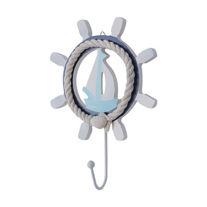 Mystic Arts Ocean Theme <b>Wall</b> <b>Hooks</b> Wood <b>Key</b> Rack Mediterranean Style Home Decor With Shell And Anchor Design - Product Image 5