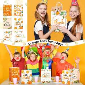 Party Treat Bags Goody Gift Bags with Handles <b>Orange</b> Theme Party Favor Tangerine Birthday Decoration Summer Supplies - Product Image 5