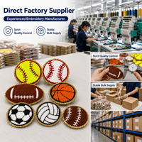 En stock : Écusson en chenille Gameday, badge de football et de volleyball, étiquette brodée de luxe à bordure scintillante pour vestes en jean, en gros