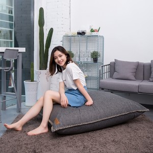 Modern Convertible Rectangle One Seat <strong>Jumbo</strong> Linen Floor Pillow Cover <strong>Bean</strong> <strong>Bag</strong> - Product Image 2