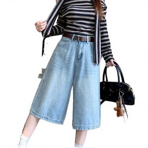 Jeans de Mezclilla Casuales de Cintura Alta y Pierna Ancha para Mujer, Moda de Verano, Retro, Ecológicos y Transpirables - Product Image 4